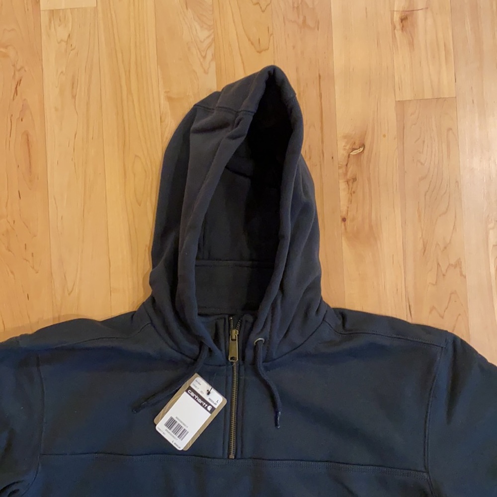 Carhartt Men’s 1/4 Zip Hoodie Large Black - Picture 2 of 11